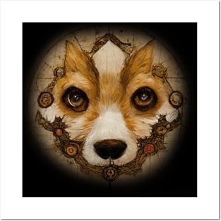 Corgi Surreal Steampunk Artwork, Dog Lover Posters and Art